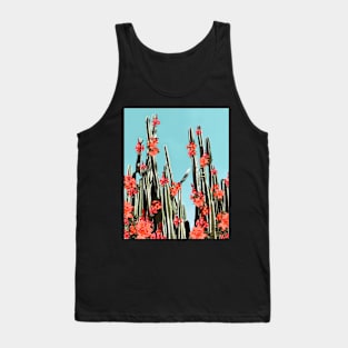 Cacti, Orange coral flowers, Modern art, Wall art, Print Tank Top